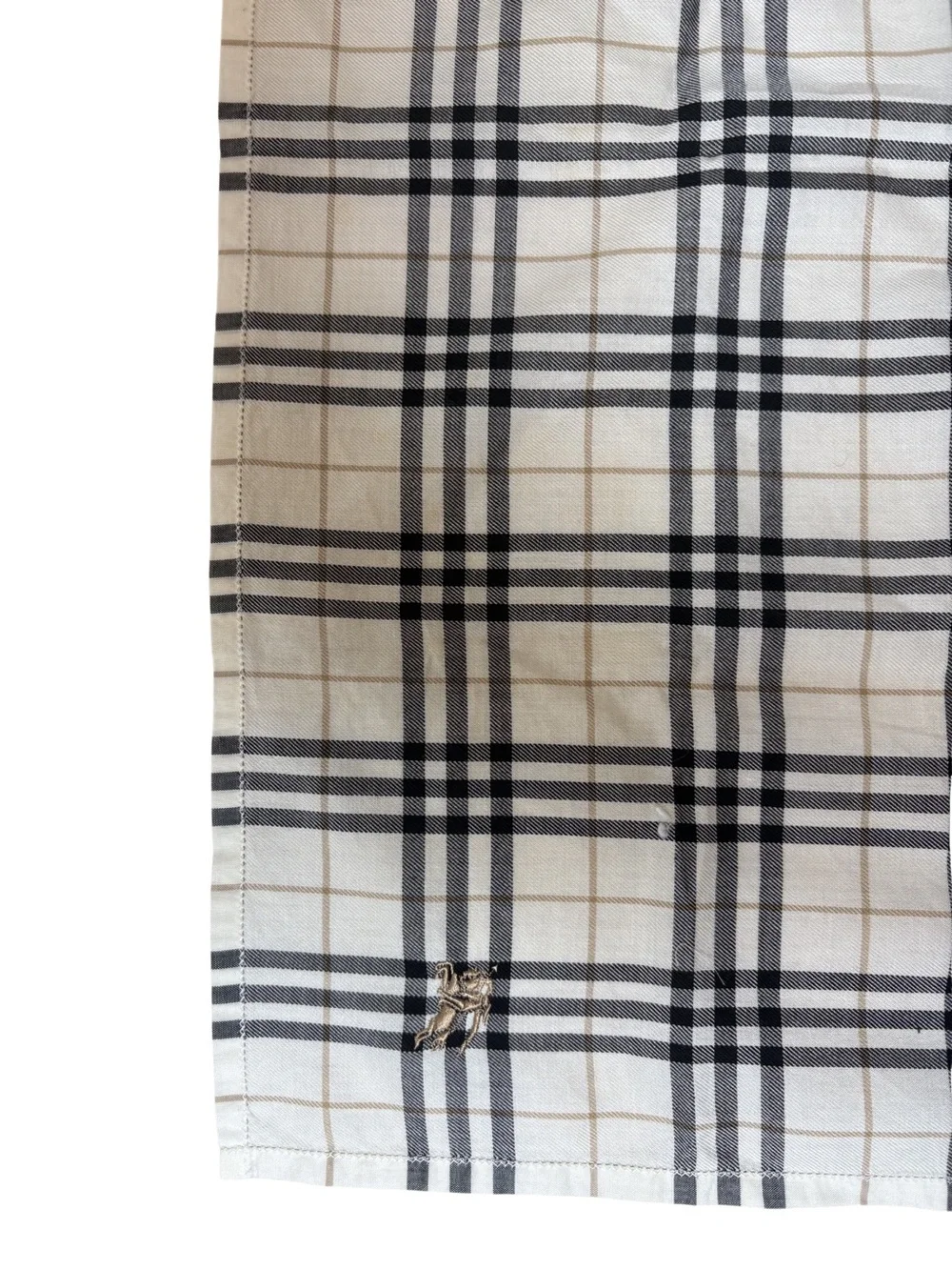 Burberry Black and White Plaid Silk Scarf